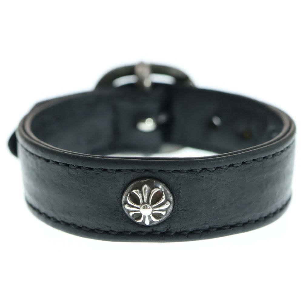 CHROME HEARTS(クロムハーツ) GUNSLINGER ガンスリンガー クロスボール レザーブレスレット ブラック/シルバー BCA146