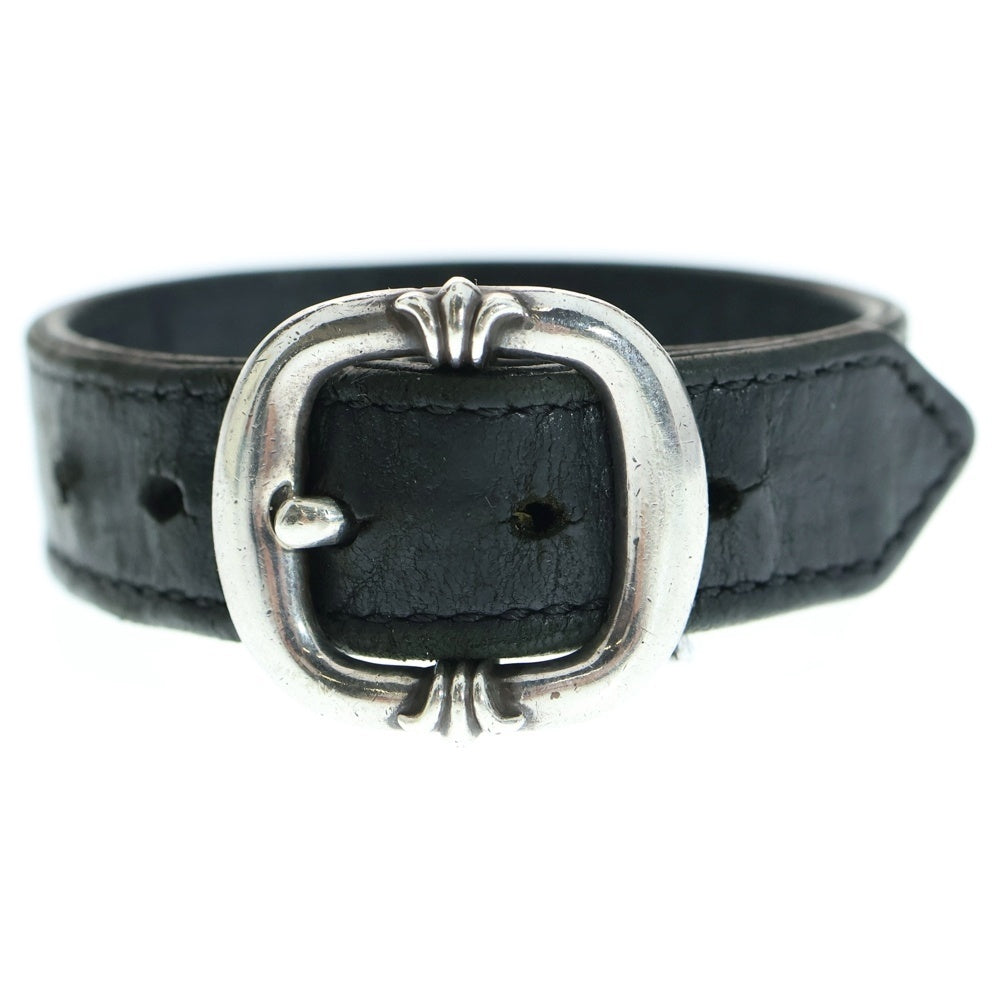 CHROME HEARTS(クロムハーツ) GUNSLINGER ガンスリンガー クロスボール レザーブレスレット ブラック/シルバー BCA146