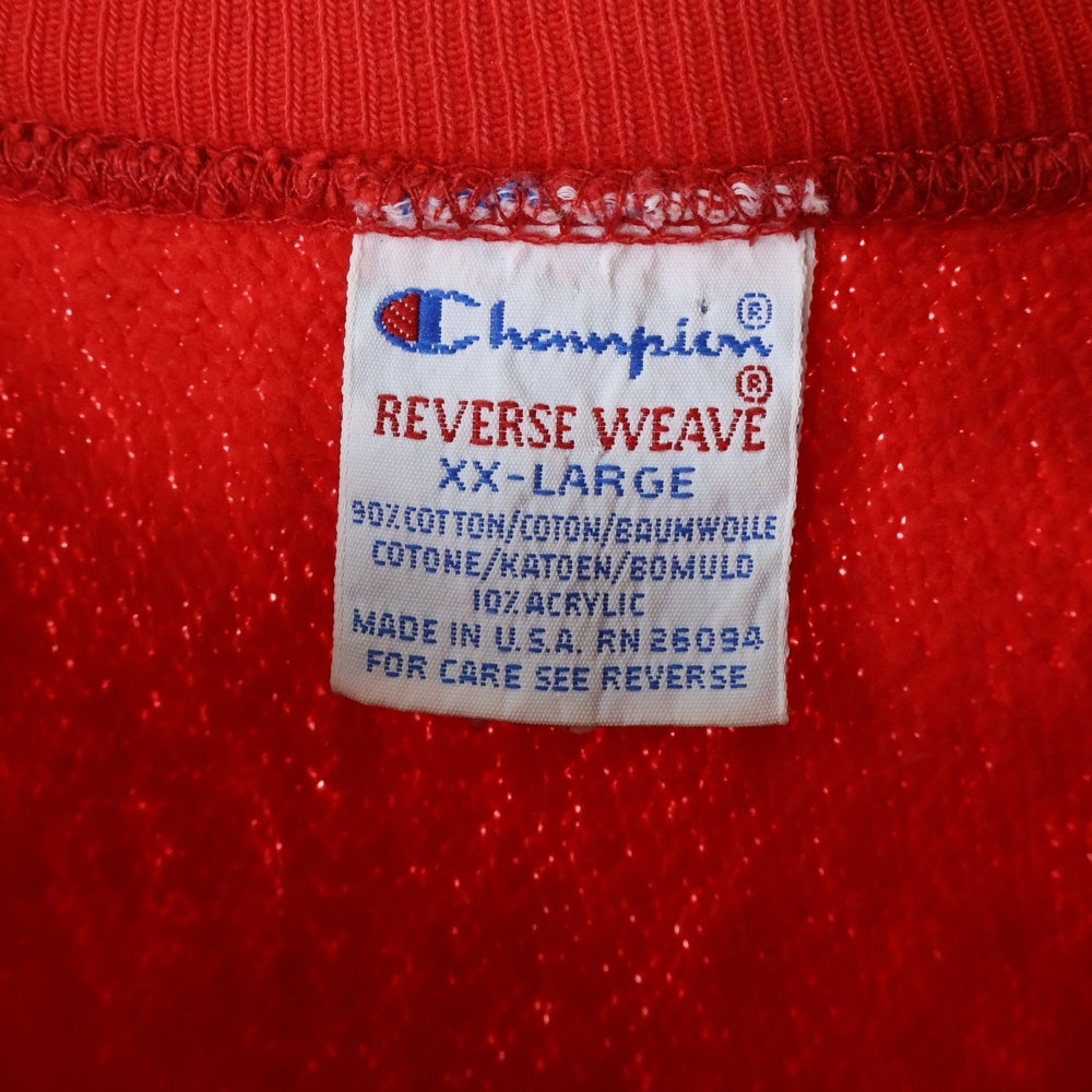 CHAMPION(チャンピオン) 90s REVERSE WEAVE USA製 胸ロゴ刺繍 リバースウィーブ クルーネックスウェットトレーナー レッド
