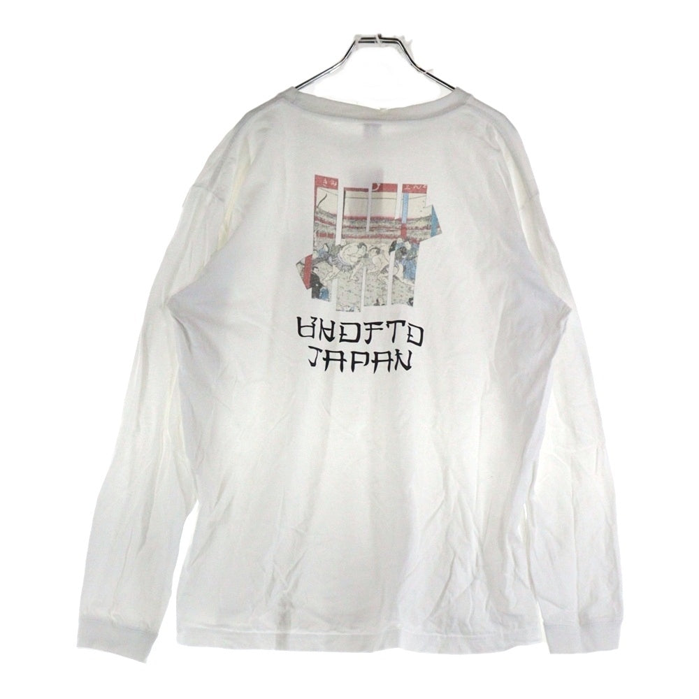 UNDEFEATED(アンディフィーテッド) UKIYOE SUMO L/S TEE バックプリント長袖Tシャツ カットソー ホワイト 777078001505