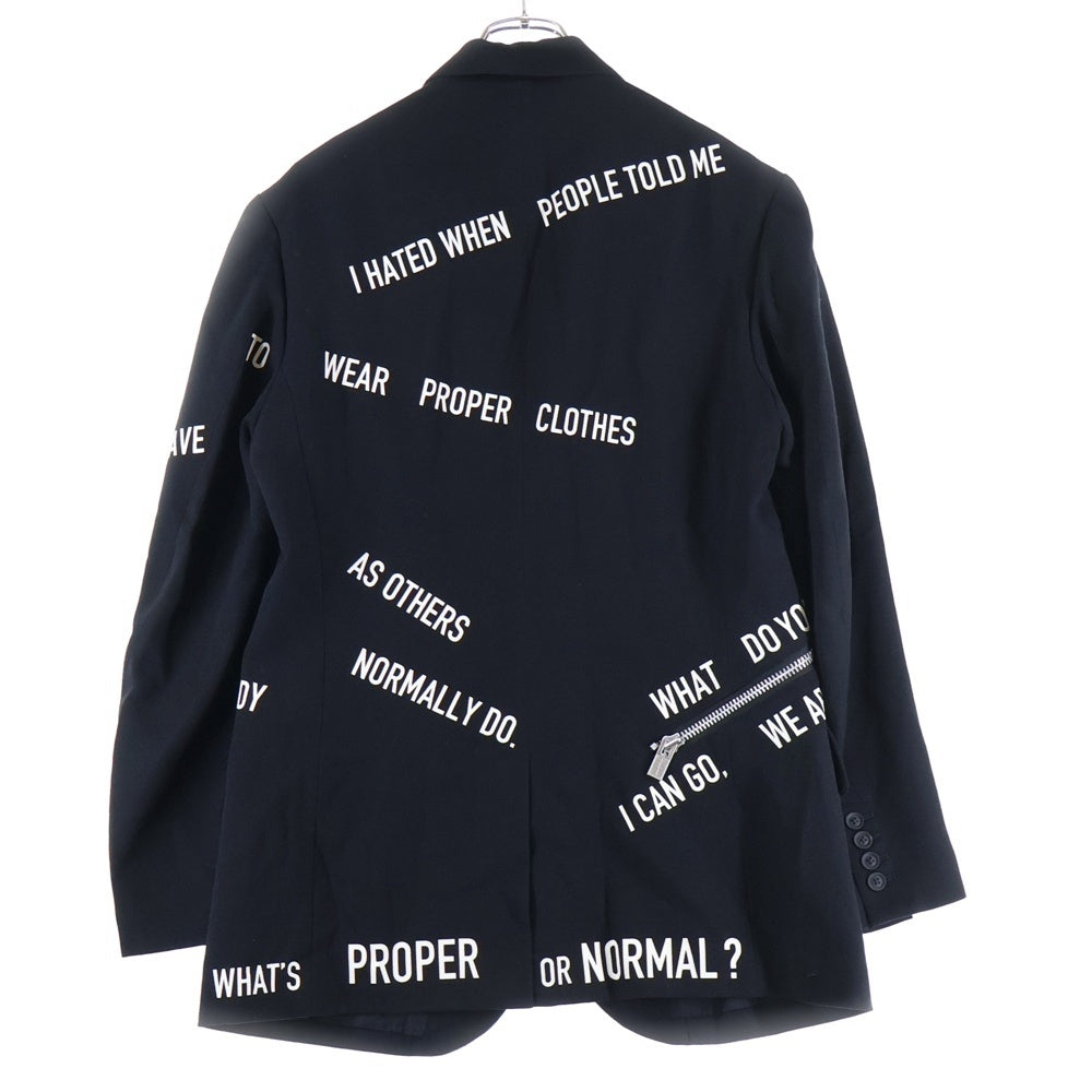 Yohji Yamamoto POUR HOMME(ヨウジヤマモト プールオム) 右脇FあきメッセージJ テーラードジャケット ブラック HX-J25-116