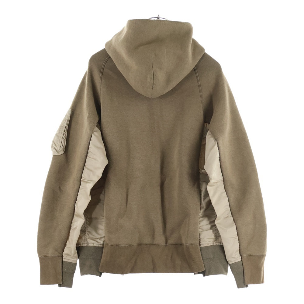Sacai(サカイ) 24SS Sweat Nylon Twill Pullover ナイロン 切替 スウェット トレーナー ブラウン SCM-058