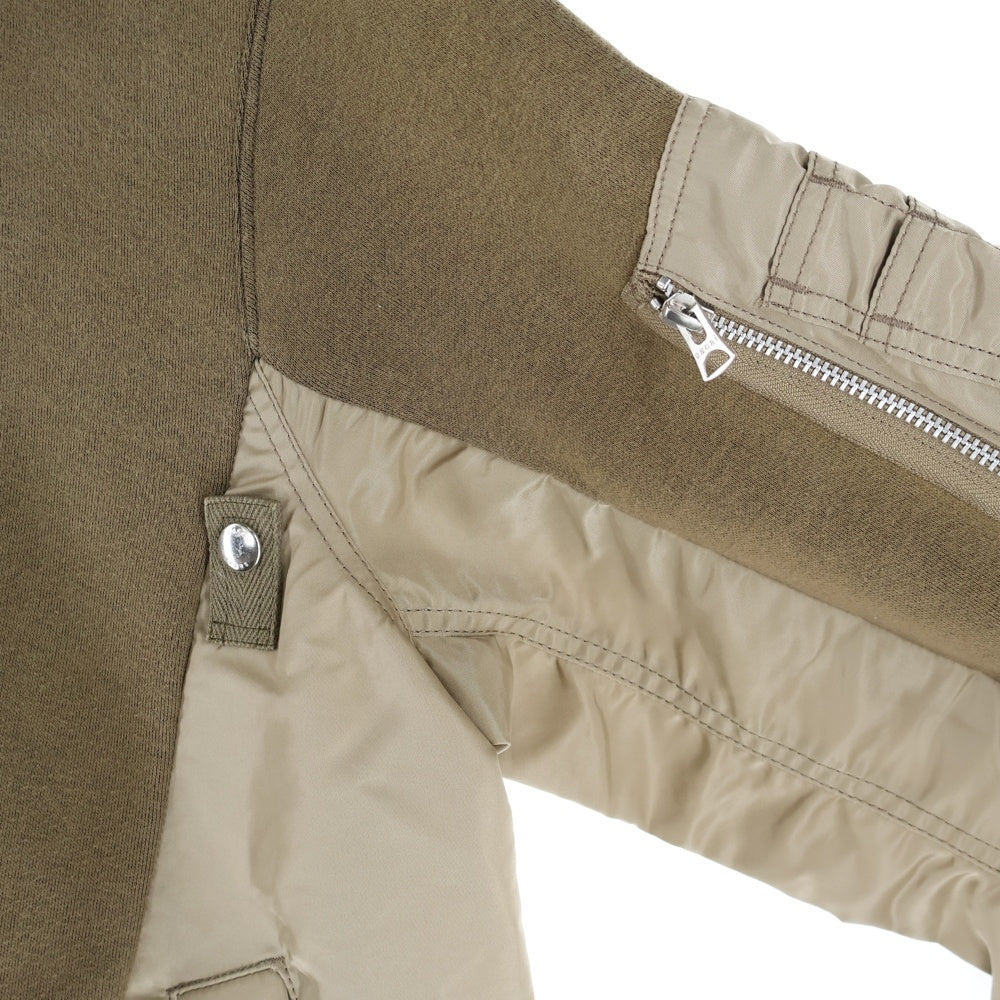 Sacai(サカイ) 24SS Sweat Nylon Twill Pullover ナイロン 切替 スウェット トレーナー ブラウン SCM-058