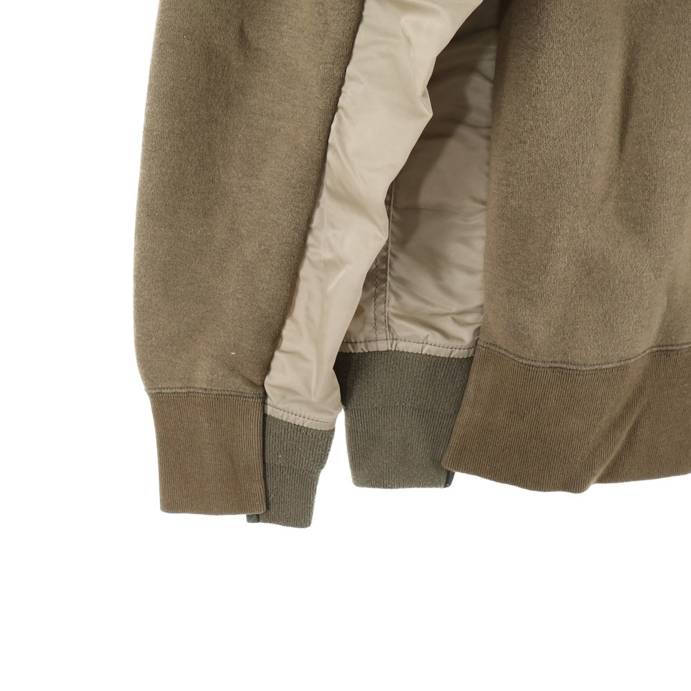 Sacai(サカイ) 24SS Sweat Nylon Twill Pullover ナイロン 切替 スウェット トレーナー ブラウン SCM-058