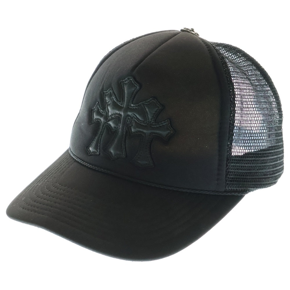 CHROME HEARTS(クロムハーツ) Cemetery Cross Patch Trucker Cap セメタリークロスパッチトラッカーキャップ ベースボールキャップ クロスボール 帽子 ブラック