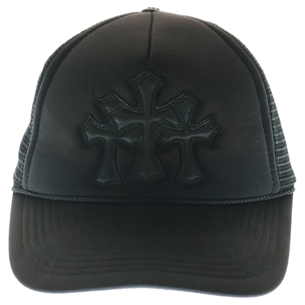 CHROME HEARTS(クロムハーツ) Cemetery Cross Patch Trucker Cap セメタリークロスパッチトラッカーキャップ ベースボールキャップ クロスボール 帽子 ブラック