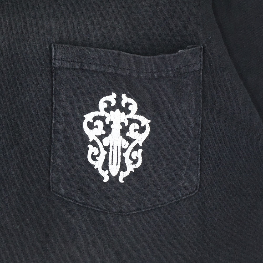 CHROME HEARTS(クロムハーツ) OLD オールドモデル バックホースシュー ダガープリントポケット 半袖Tシャツ カットソー ブラック