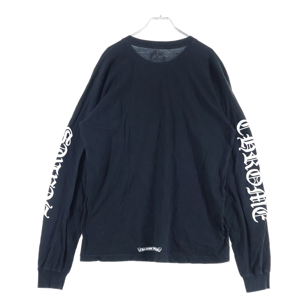 CHROME HEARTS(クロムハーツ) CH LS NECK LOGO ネックロゴプリント 袖ロゴ 長袖Tシャツ ロングスリーブカットソー ブラック