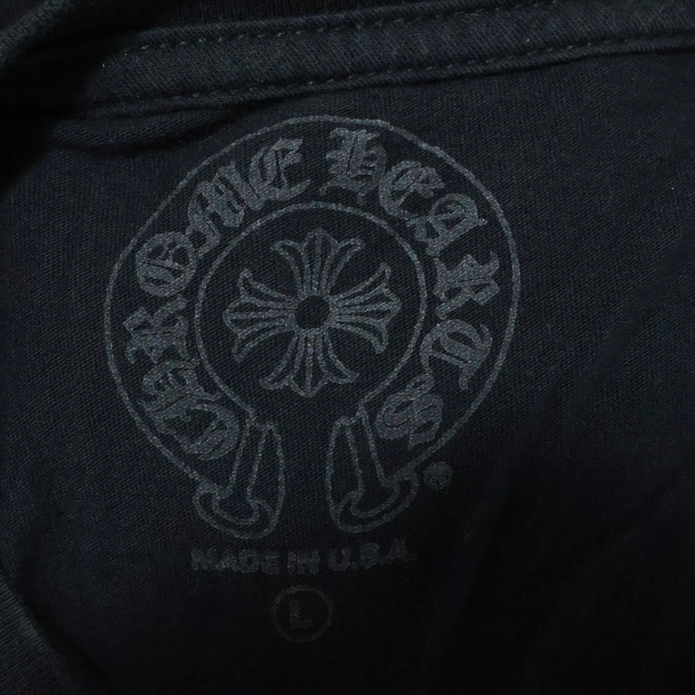 CHROME HEARTS(クロムハーツ) CH LS NECK LOGO ネックロゴプリント 袖ロゴ 長袖Tシャツ ロングスリーブカットソー ブラック