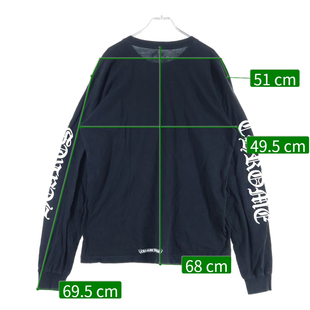 CHROME HEARTS(クロムハーツ) CH LS NECK LOGO ネックロゴプリント 袖ロゴ 長袖Tシャツ ロングスリーブカットソー ブラック