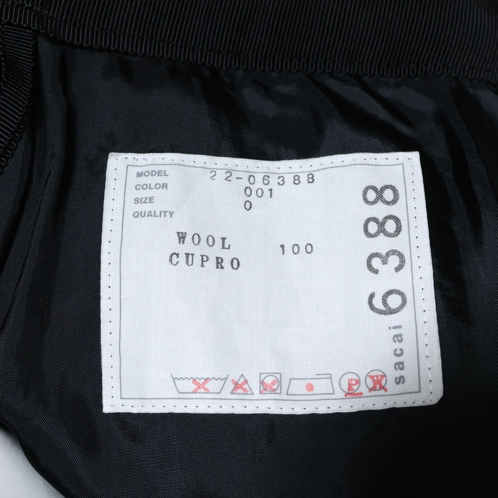 Sacai(サカイ) 22AW ジップアップ ウールストレートスカート ブラック レディース 22-06388