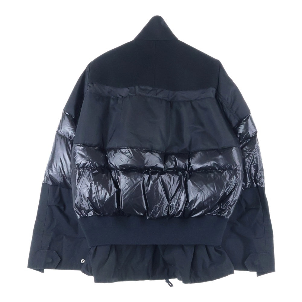 Sacai(サカイ) 18AW ダウン切替 ジップアップ ショートブルゾン ウールジャケット ブラック 18-04034
