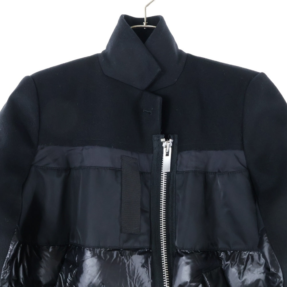 Sacai(サカイ) 18AW ダウン切替 ジップアップ ショートブルゾン ウールジャケット ブラック 18-04034