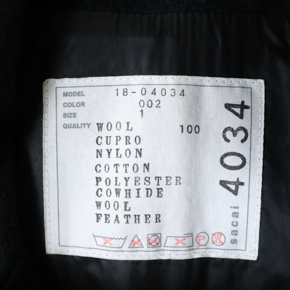 Sacai(サカイ) 18AW ダウン切替 ジップアップ ショートブルゾン ウールジャケット ブラック 18-04034