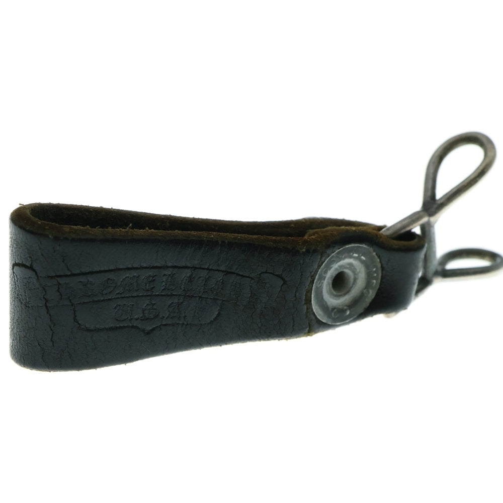 CHROME HEARTS(クロムハーツ) BELT LOOP ベルトループ フローラルボタン レザーベルトループ ブラック/シルバー