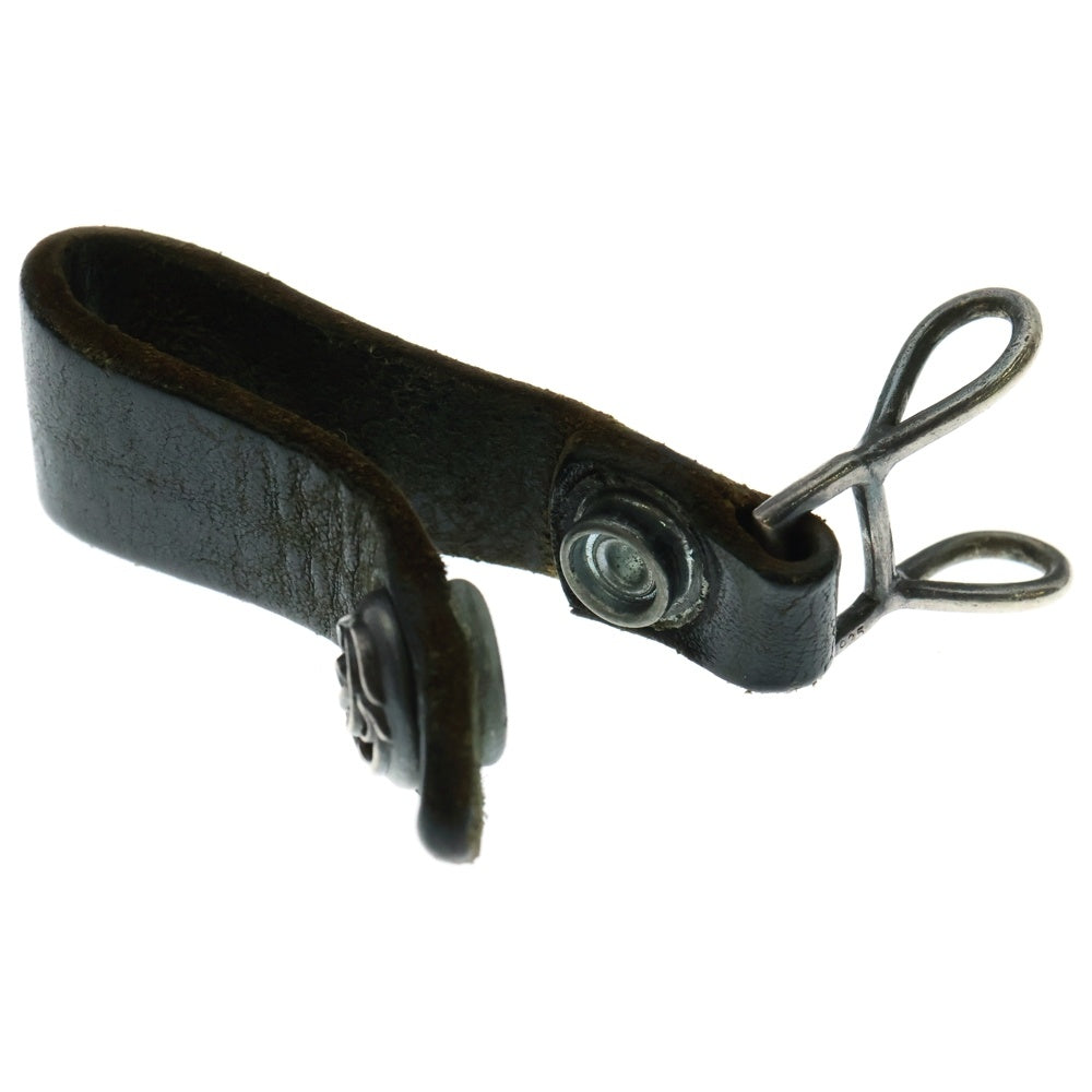 CHROME HEARTS(クロムハーツ) BELT LOOP ベルトループ フローラルボタン レザーベルトループ ブラック/シルバー