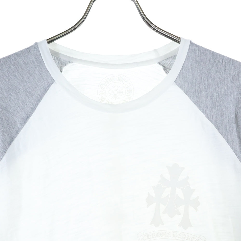 CHROME HEARTS(クロムハーツ) CH L S 2 クロスバックプリント ラグランTシャツ ロングカットソー ホワイト/グレー