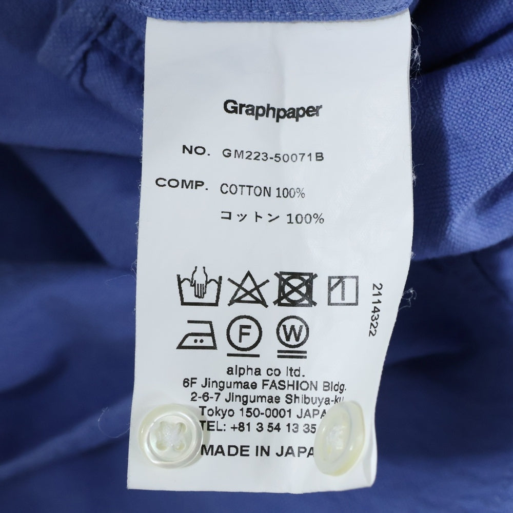 Graphpaper(グラフペーパー) 22AW コットン 長袖シャツ ブルー GM223-50071B