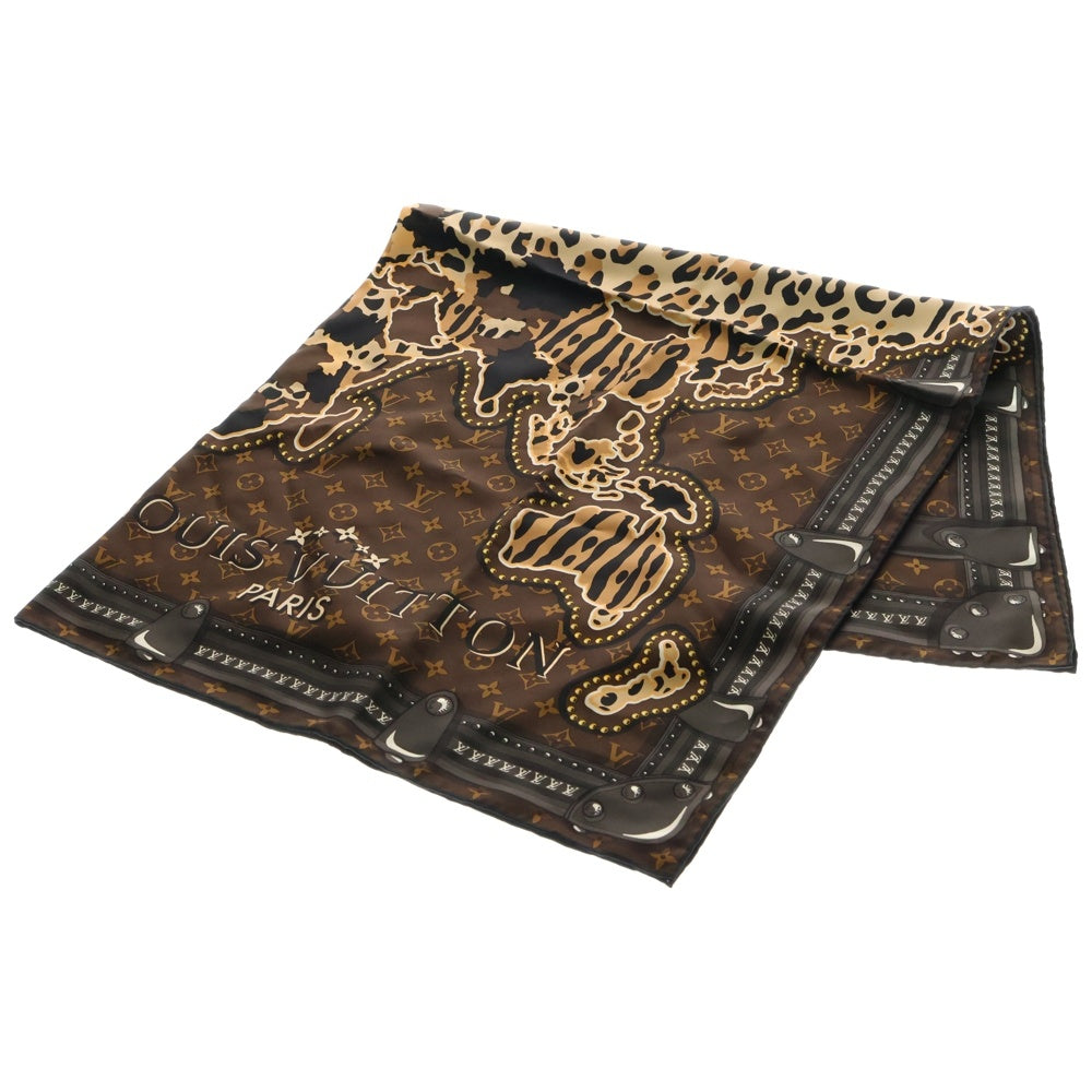 LOUIS VUITTON(ルイヴィトン) M70775 カレ90 LVワールド モノグラム シルクスカーフ ブラウン