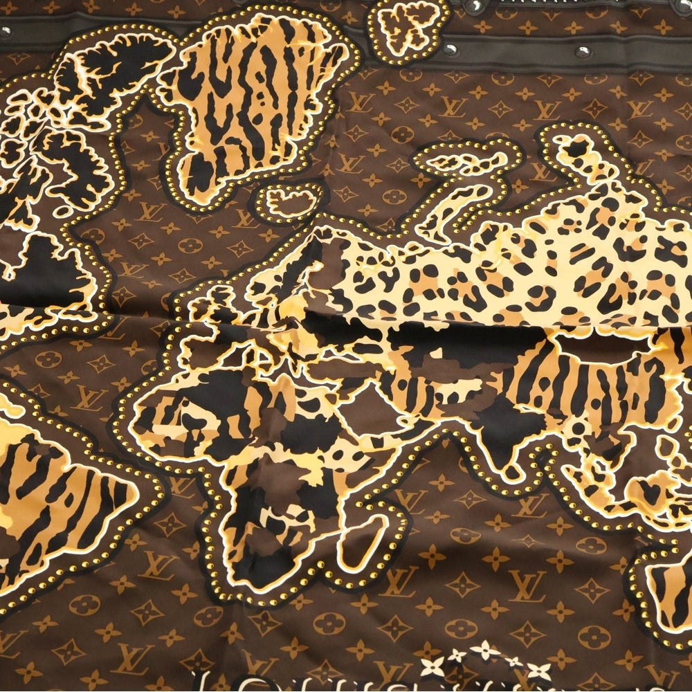 LOUIS VUITTON(ルイヴィトン) M70775 カレ90 LVワールド モノグラム シルクスカーフ ブラウン