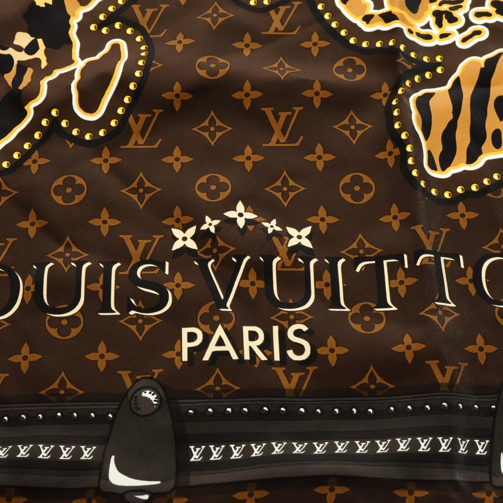 LOUIS VUITTON(ルイヴィトン) M70775 カレ90 LVワールド モノグラム シルクスカーフ ブラウン