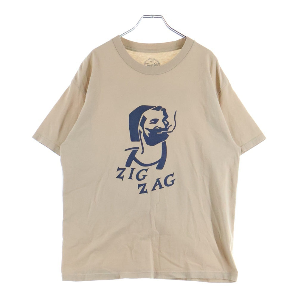 TENDERLOIN(テンダーロイン) ZIG-ZAG MAN ロゴプリント バックプリント クルーネックTシャツ コットン ベージュ