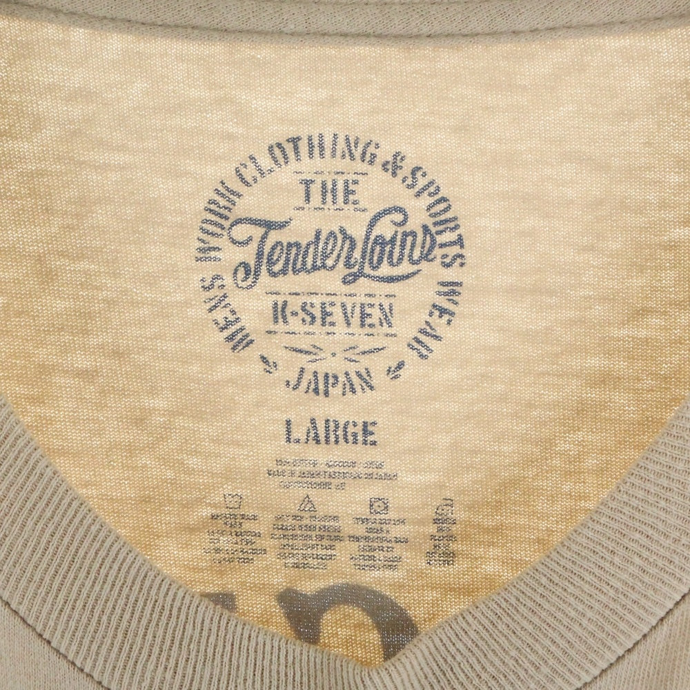 TENDERLOIN(テンダーロイン) ZIG-ZAG MAN ロゴプリント バックプリント クルーネックTシャツ コットン ベージュ