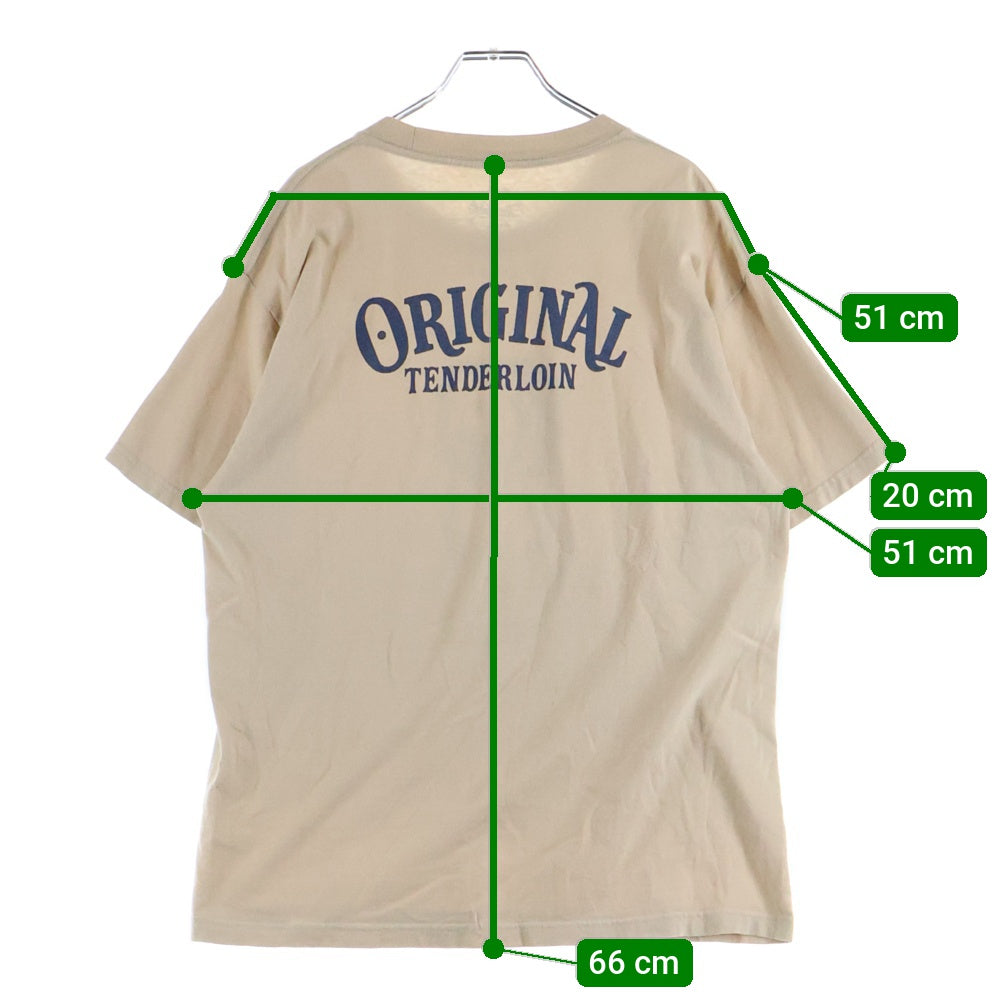 TENDERLOIN(テンダーロイン) ZIG-ZAG MAN ロゴプリント バックプリント クルーネックTシャツ コットン ベージュ
