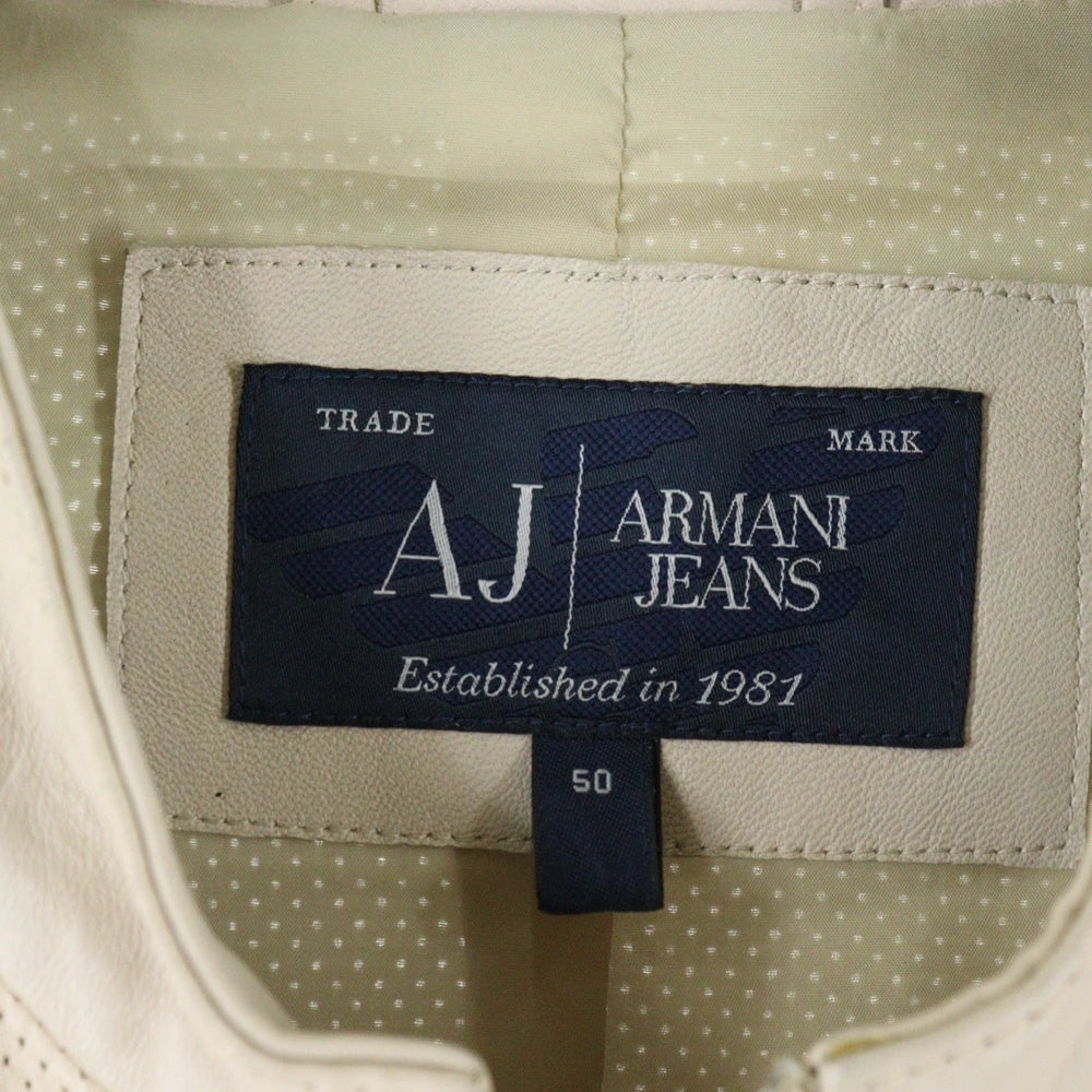 ARMANI JEANS(アルマーニ ジーンズ) レザーボンバージャケット ベージュ B73FA C6