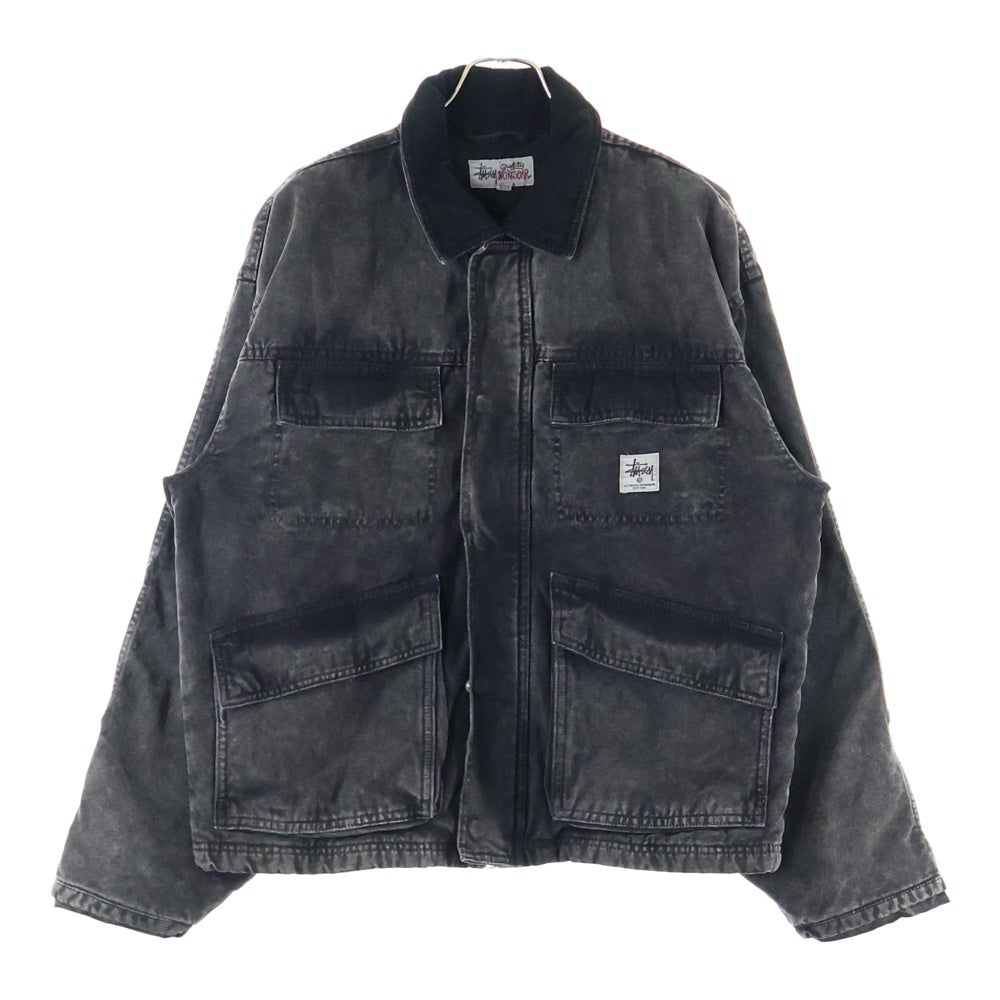 STUSSY(ステューシー) Washed Canvas Shop Jacket ウォッシュドキャンバスショップ ワークジャケット ブラック