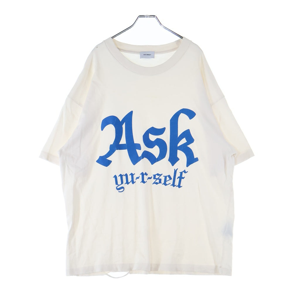 ASKYURSELF(アスクユアセルフ) ヴィンテージ ビッグロゴ 半袖Tシャツ カットソー ホワイト/ブルー
