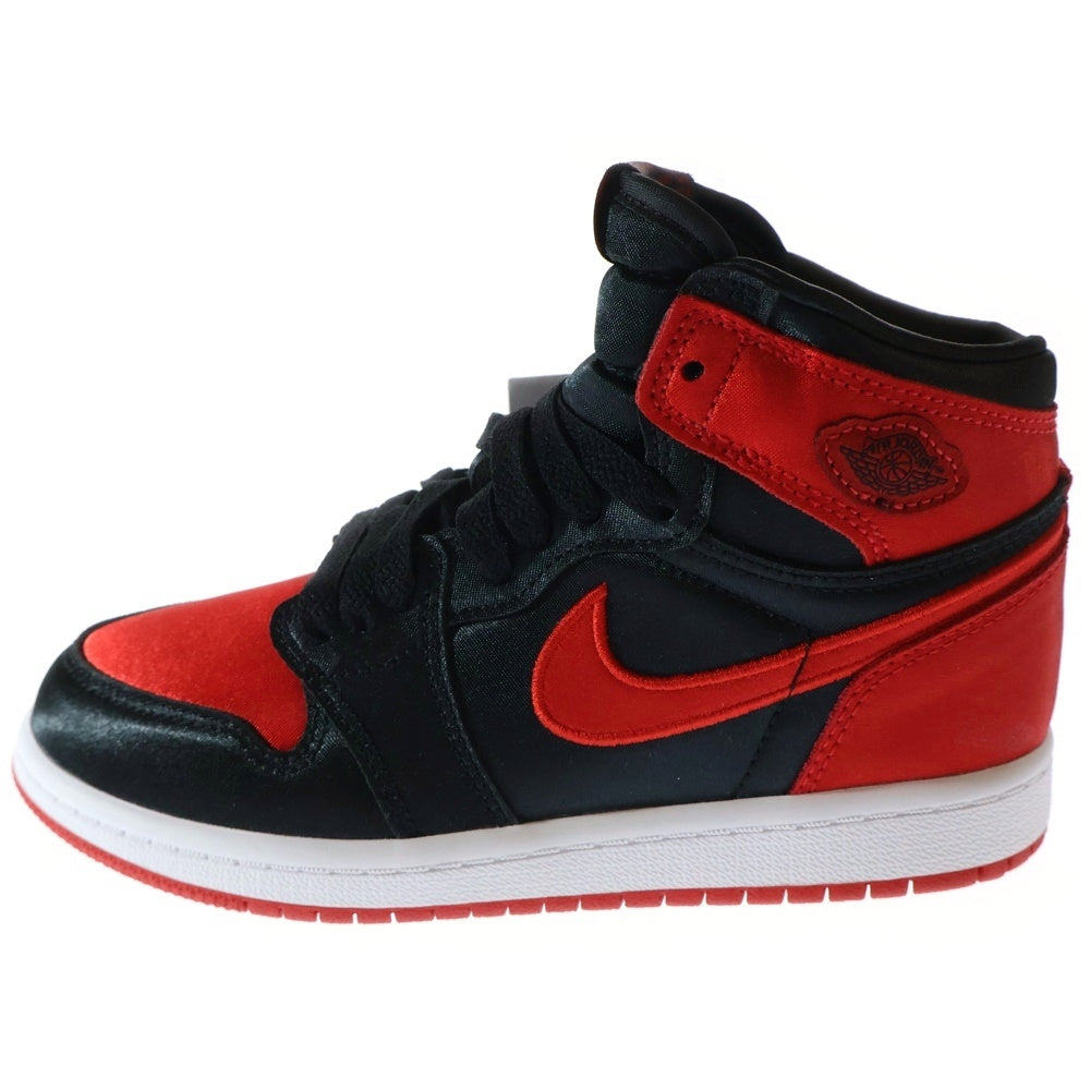 NIKE(ナイキ) KIDS AIR JORDAN 1 RETRO HIGH OG SATIN BRED エアジョーダン1 レトロ FD5304-061 ハイカットスニーカー ブラック/レッド 20.0cm