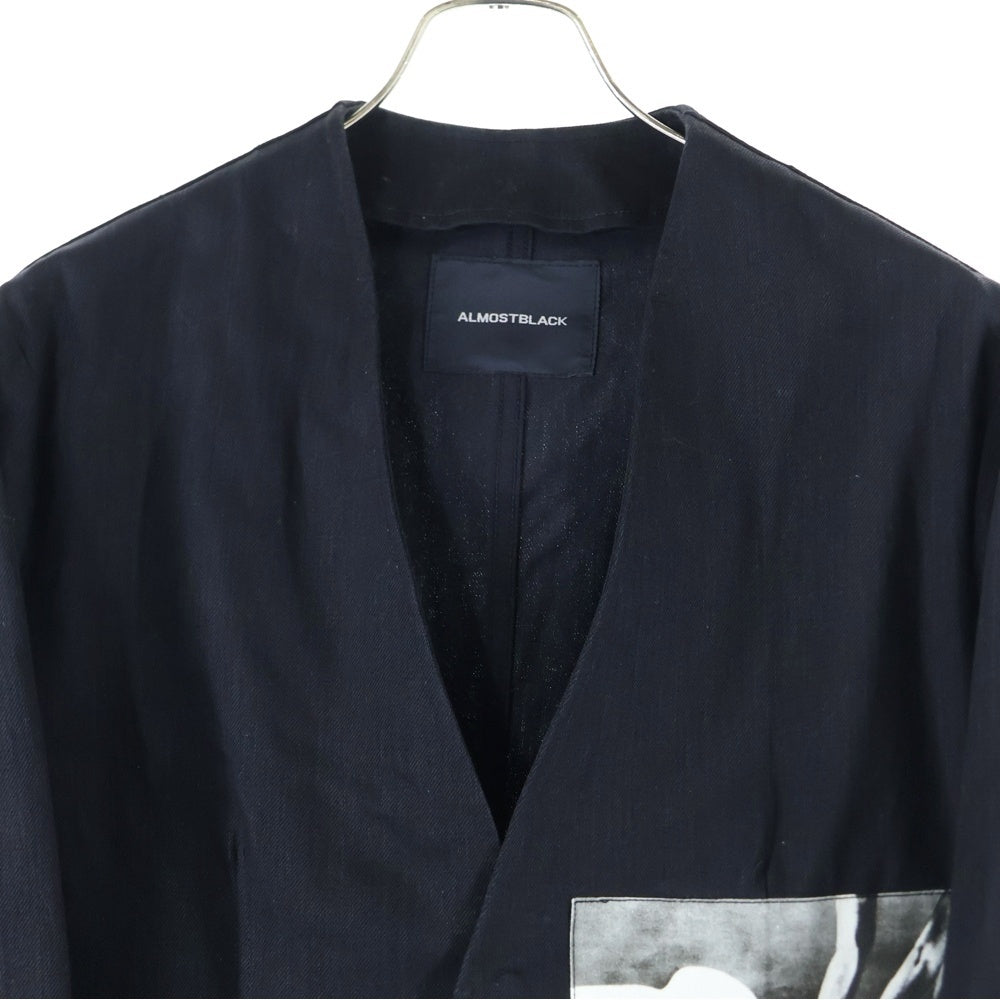 ALMOSTBLACK オールモストブラック　ノーカラーレイヤードコート 22AW】 ALMOSTBLACK (オールモストブラック) 