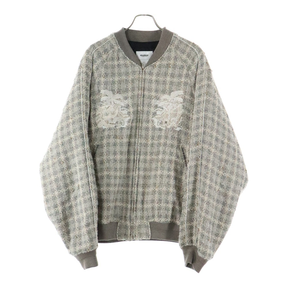 doublet(ダブレット) 23AW TWEED SOUVENIOR JACKET ジップアップツイードジャケット ブルゾン グレー 23AW07BL170