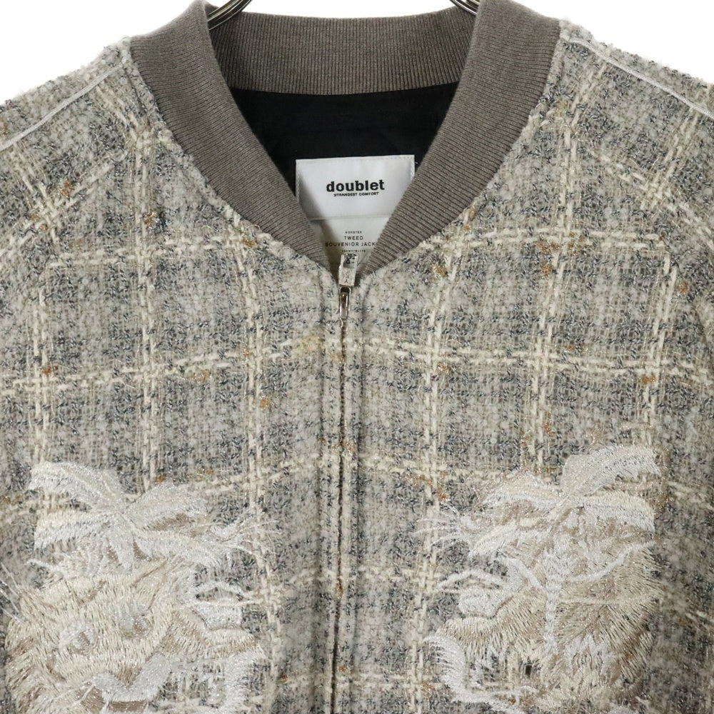 doublet(ダブレット) 23AW TWEED SOUVENIOR JACKET ジップアップツイードジャケット ブルゾン グレー 23AW07BL170
