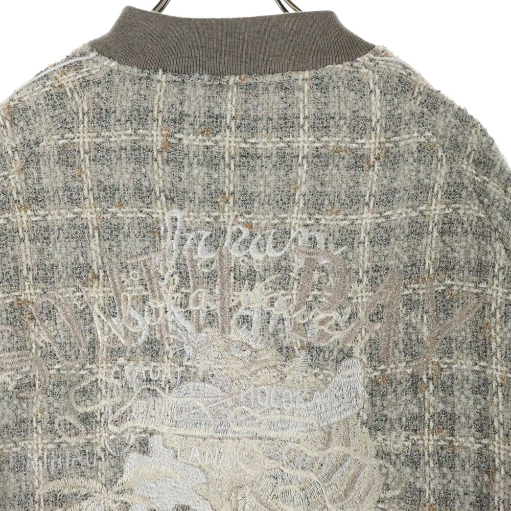 doublet(ダブレット) 23AW TWEED SOUVENIOR JACKET ジップアップツイードジャケット ブルゾン グレー 23AW07BL170