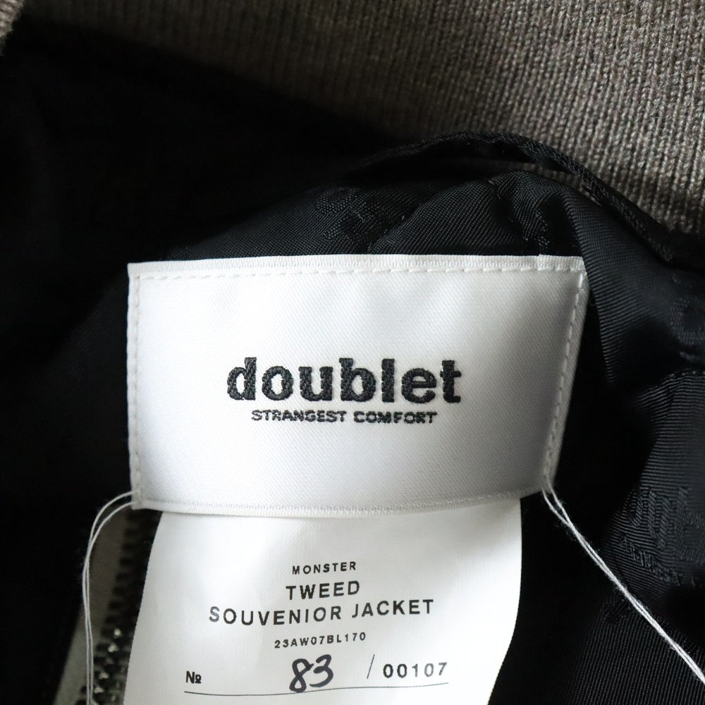 doublet(ダブレット) 23AW TWEED SOUVENIOR JACKET ジップアップツイードジャケット ブルゾン グレー 23AW07BL170