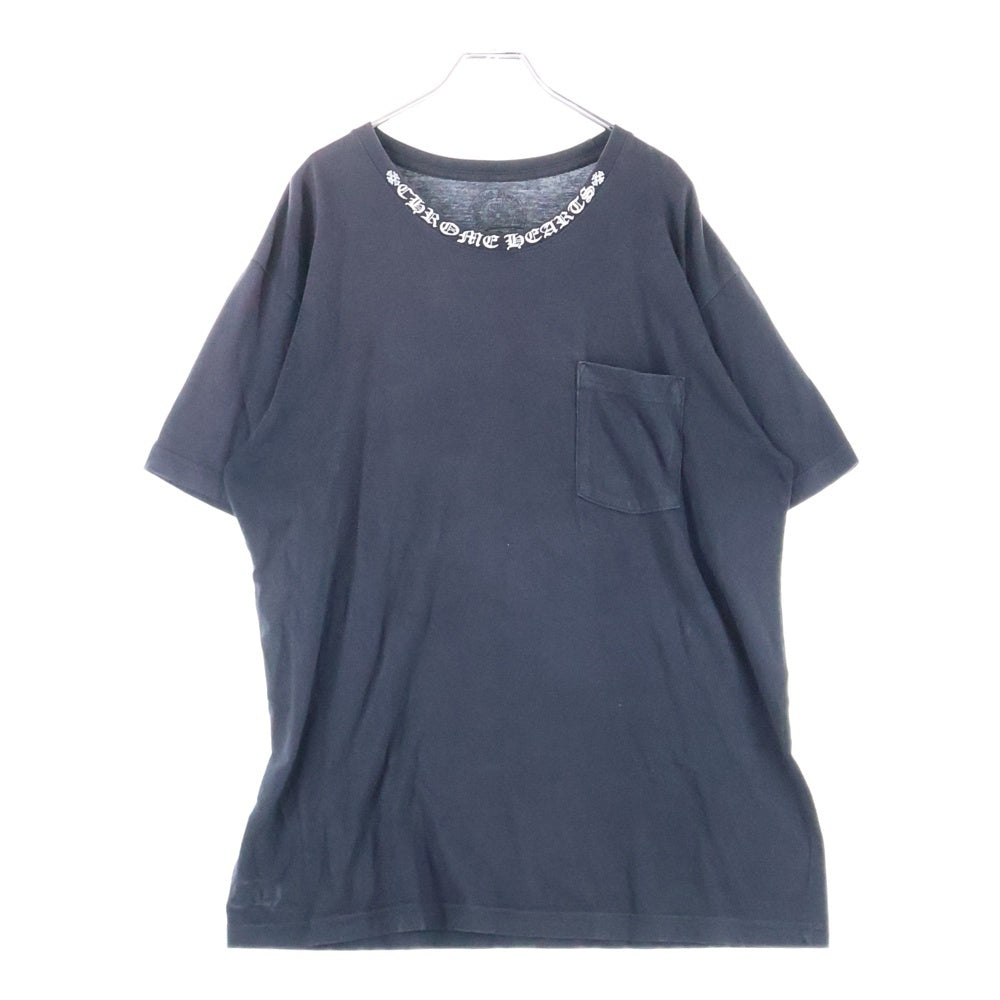 CHROME HEARTS(クロムハーツ) NECK LOGO TEE ネックロゴ バックプリント ホースシュー 半袖Tシャツカットソー ブラック