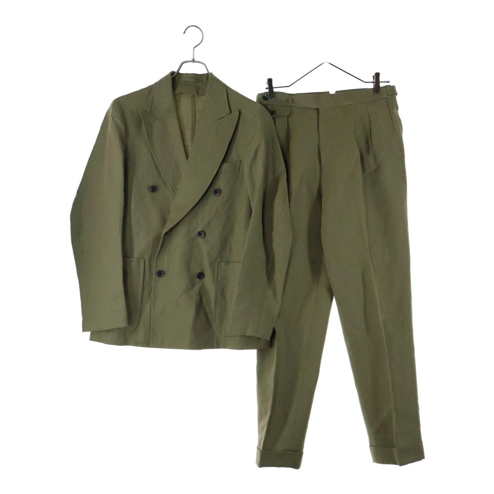 TOMORROWLAND PILGRIM(トゥモローランド ピルグリム) リネンウール ダブルブレステッド6Bスーツ セットアップ カーキ 61-07-31-07004