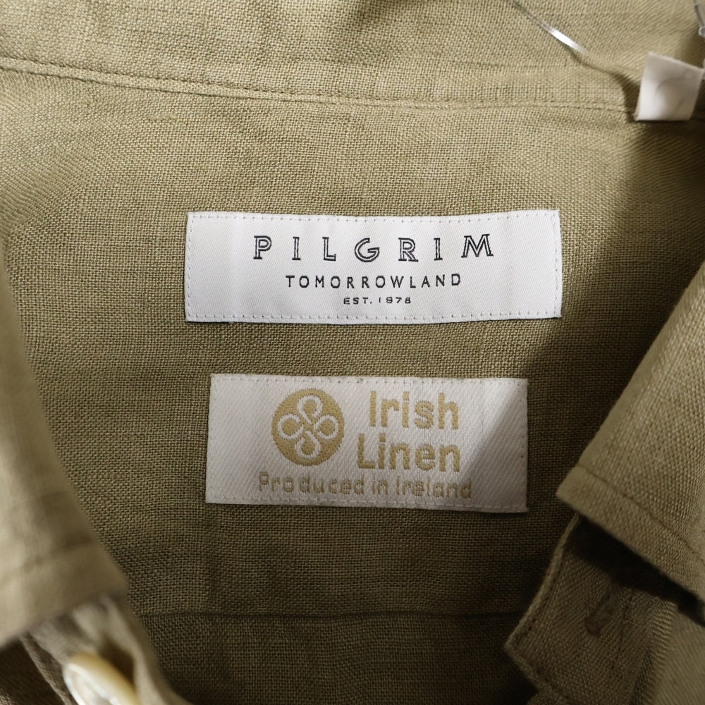 TOMORROWLAND PILGRIM(トゥモローランド ピルグリム) アイリッシュリネン ボタンダウン長袖シャツ ベージュ 61-01-32-01402