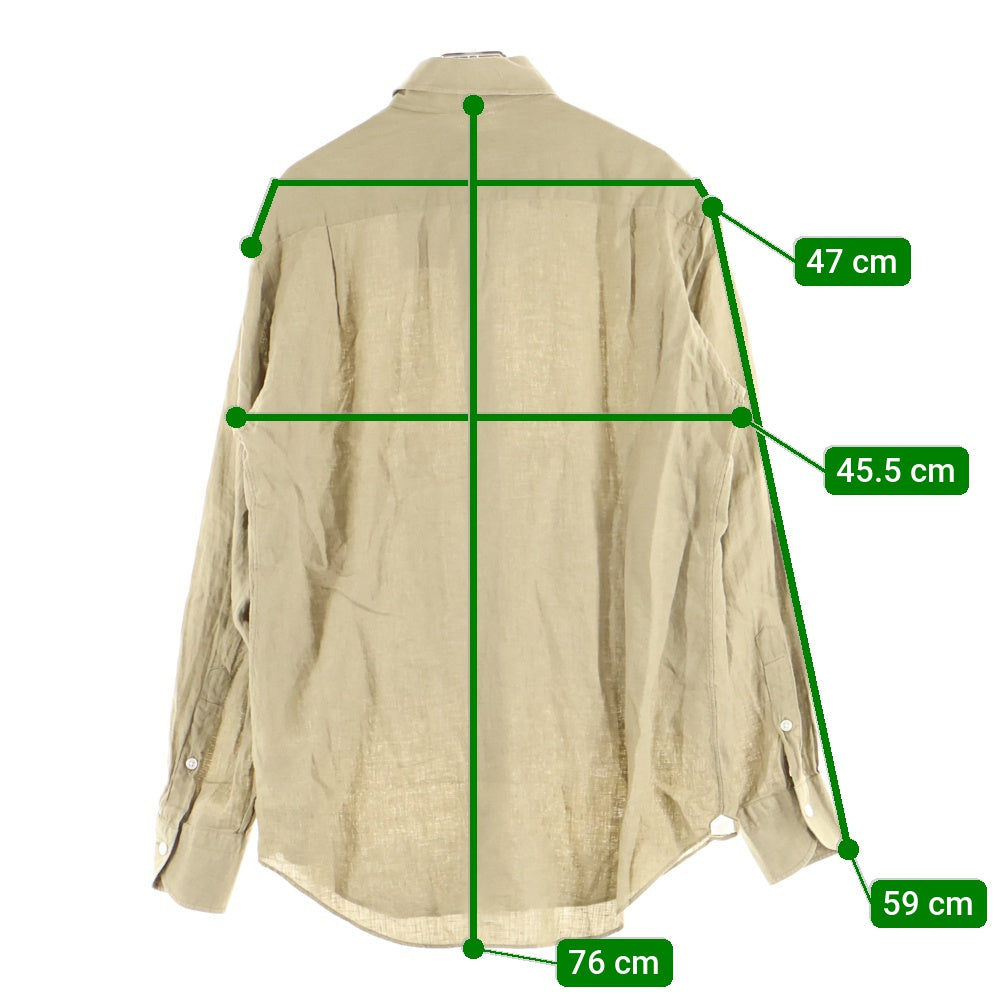 TOMORROWLAND PILGRIM(トゥモローランド ピルグリム) アイリッシュリネン ボタンダウン長袖シャツ ベージュ 61-01-32-01402