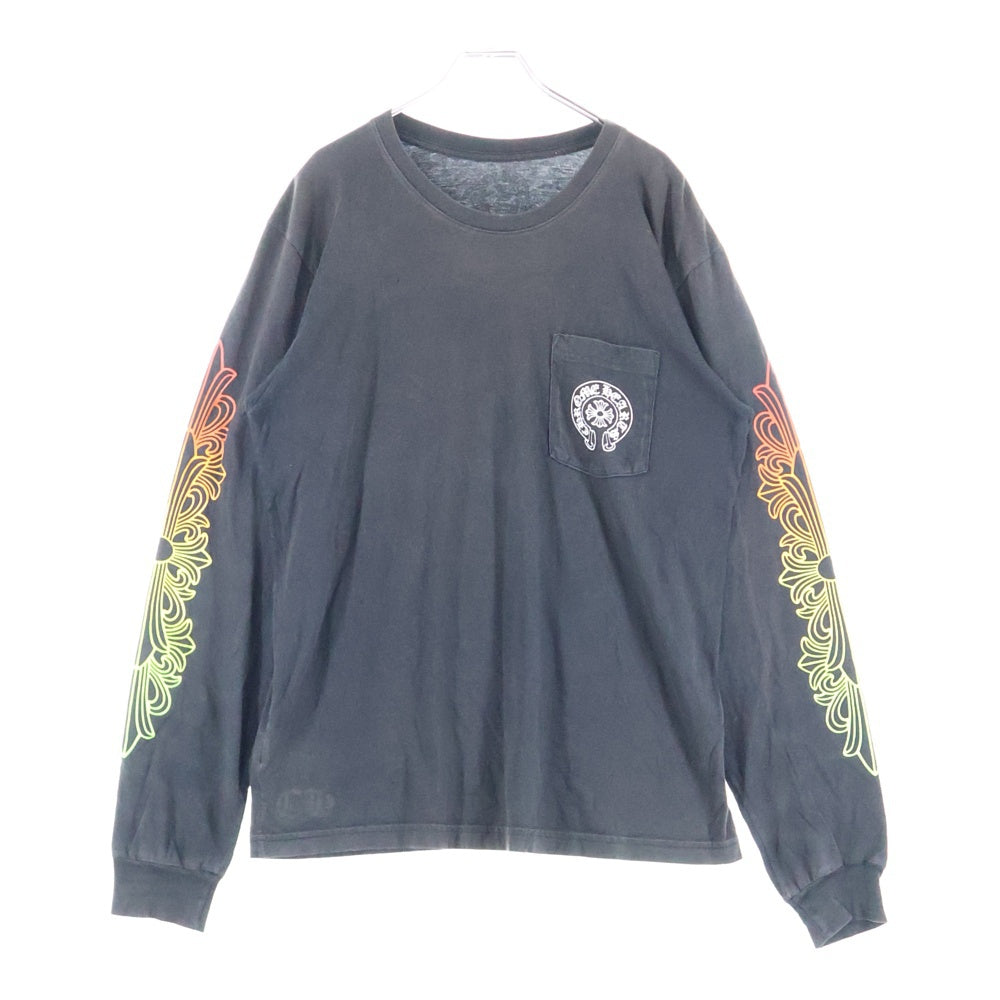 CHROME HEARTS(クロムハーツ) Back Grad Circle Logo L/S Tee グラデーション サークルロゴ フローラル ロングスリーブTシャツ 長袖カットソー ブラック