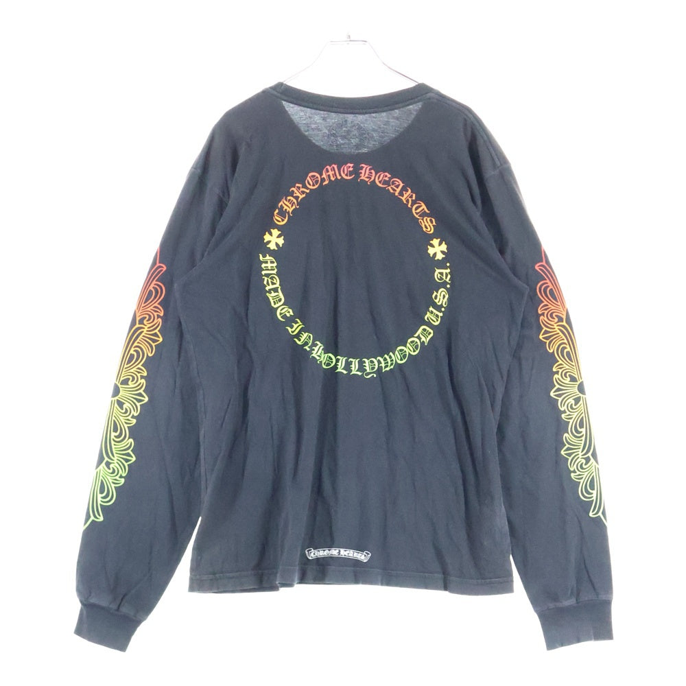 CHROME HEARTS(クロムハーツ) Back Grad Circle Logo L/S Tee グラデーション サークルロゴ フローラル ロングスリーブTシャツ 長袖カットソー ブラック