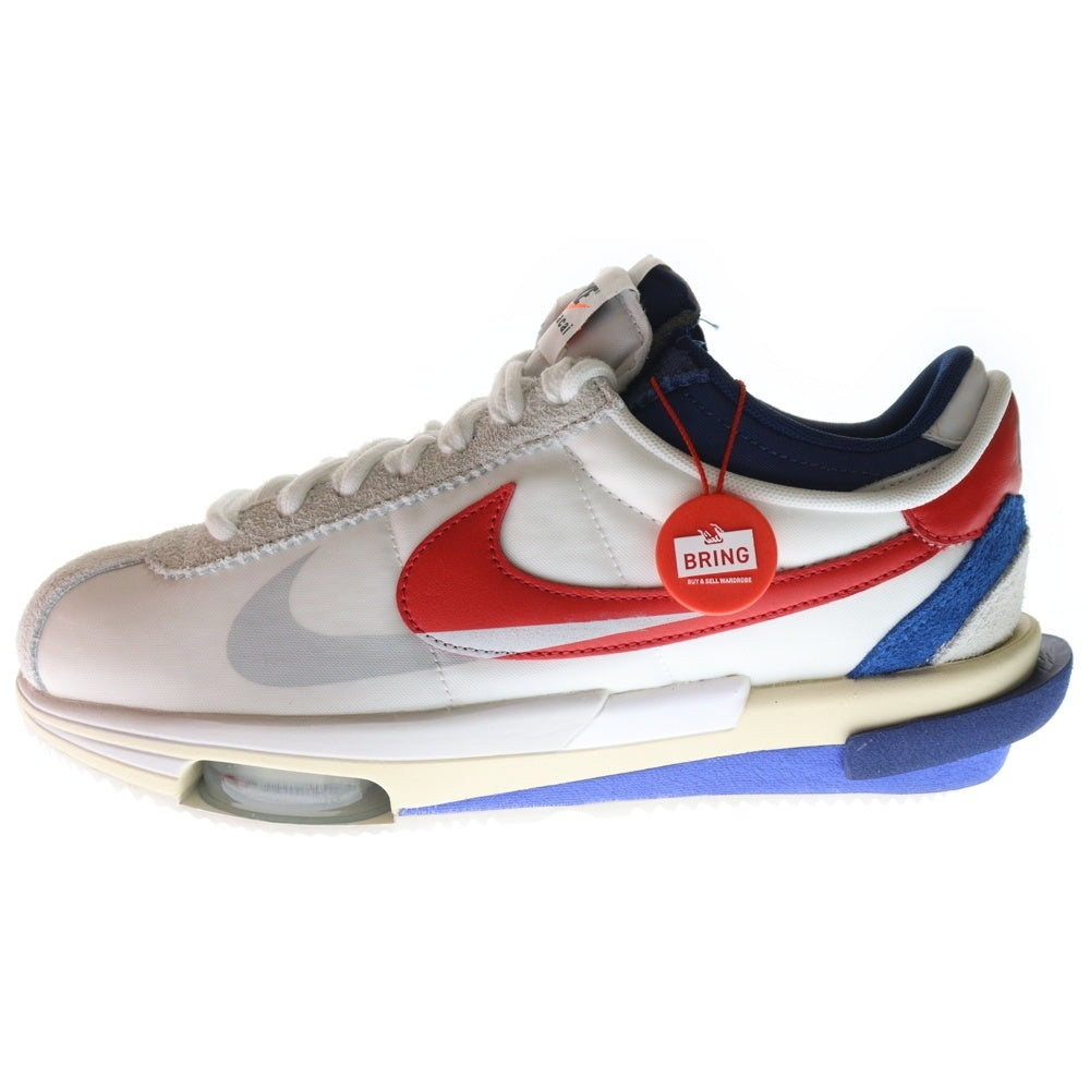 NIKE(ナイキ) ×sacai ZOOM CORTEZ WHITE AND UNIVERSITY RED DQ0581-100 サカイ ズーム コルテッツ ローカットスニーカー ホワイト/レッド/ブルー US9/27cm