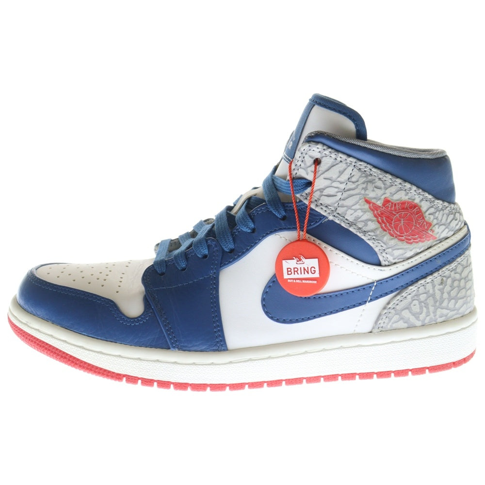 NIKE(ナイキ) AIR JORDAN 1 MID TRUE BLUE 554724-107 エアジョーダン 1 トゥルーブルー ミッドカットスニーカー ホワイト/ブルー US8/26cm