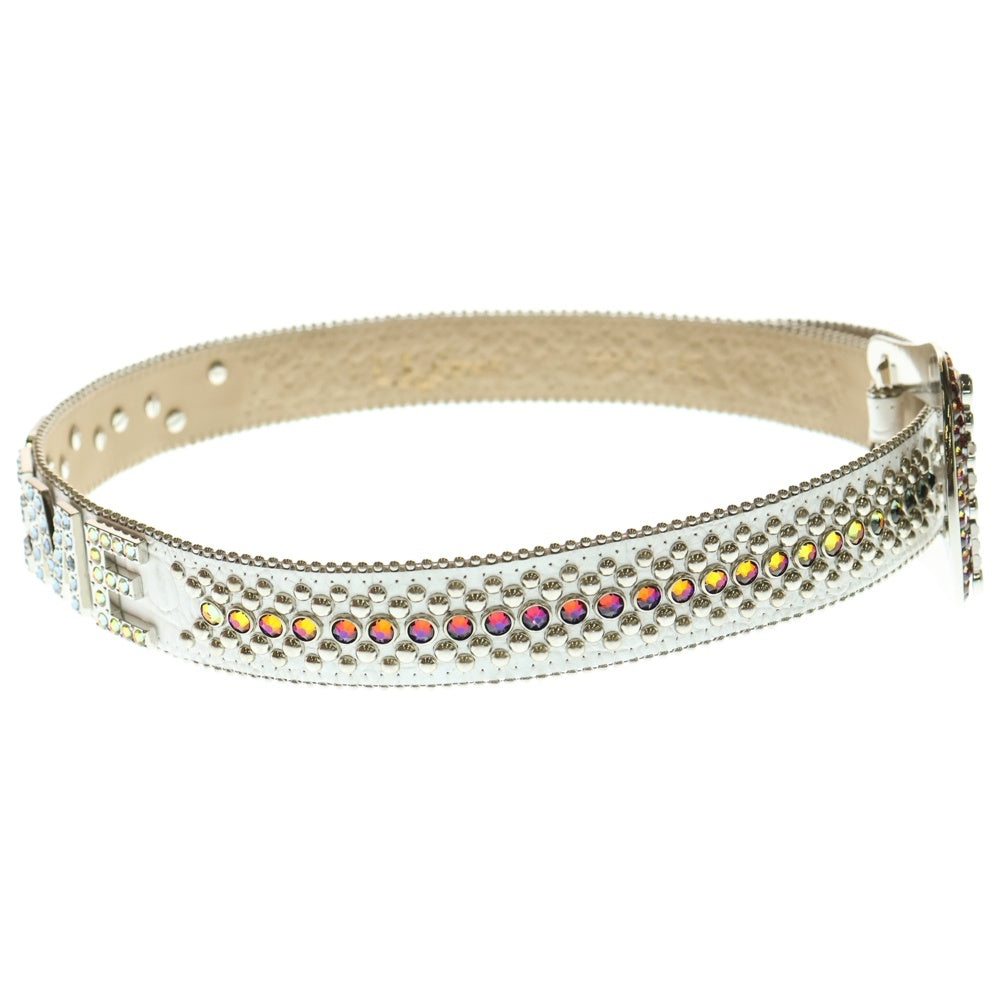 SUPREME(シュプリーム) 20SS B.B Simon Belt ラインストーン装飾 レザーベルト ホワイト