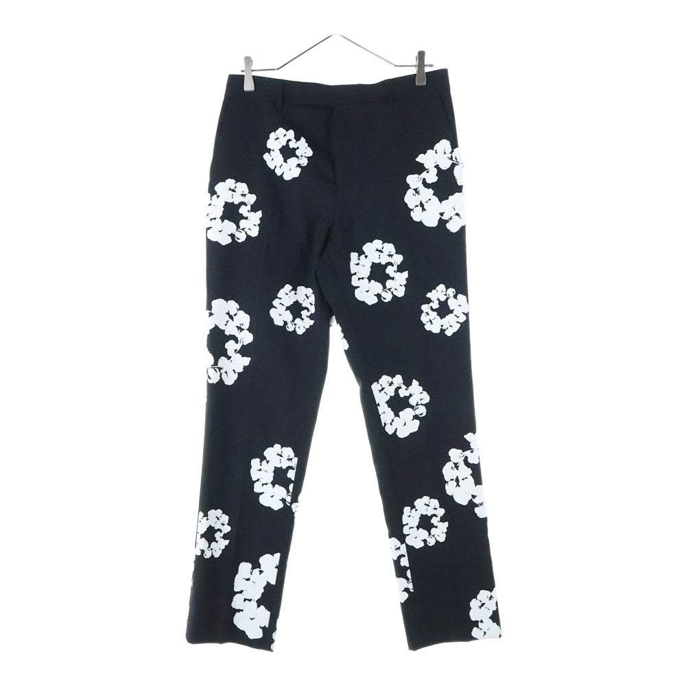 SAINT MICHAEL(セントマイケル) 24AW ×DENIM TEARS DT_SLACKS/CT WRTH デニムティアーズ フラワー スラックスパンツ ブラック SM-YS1-0000-C49