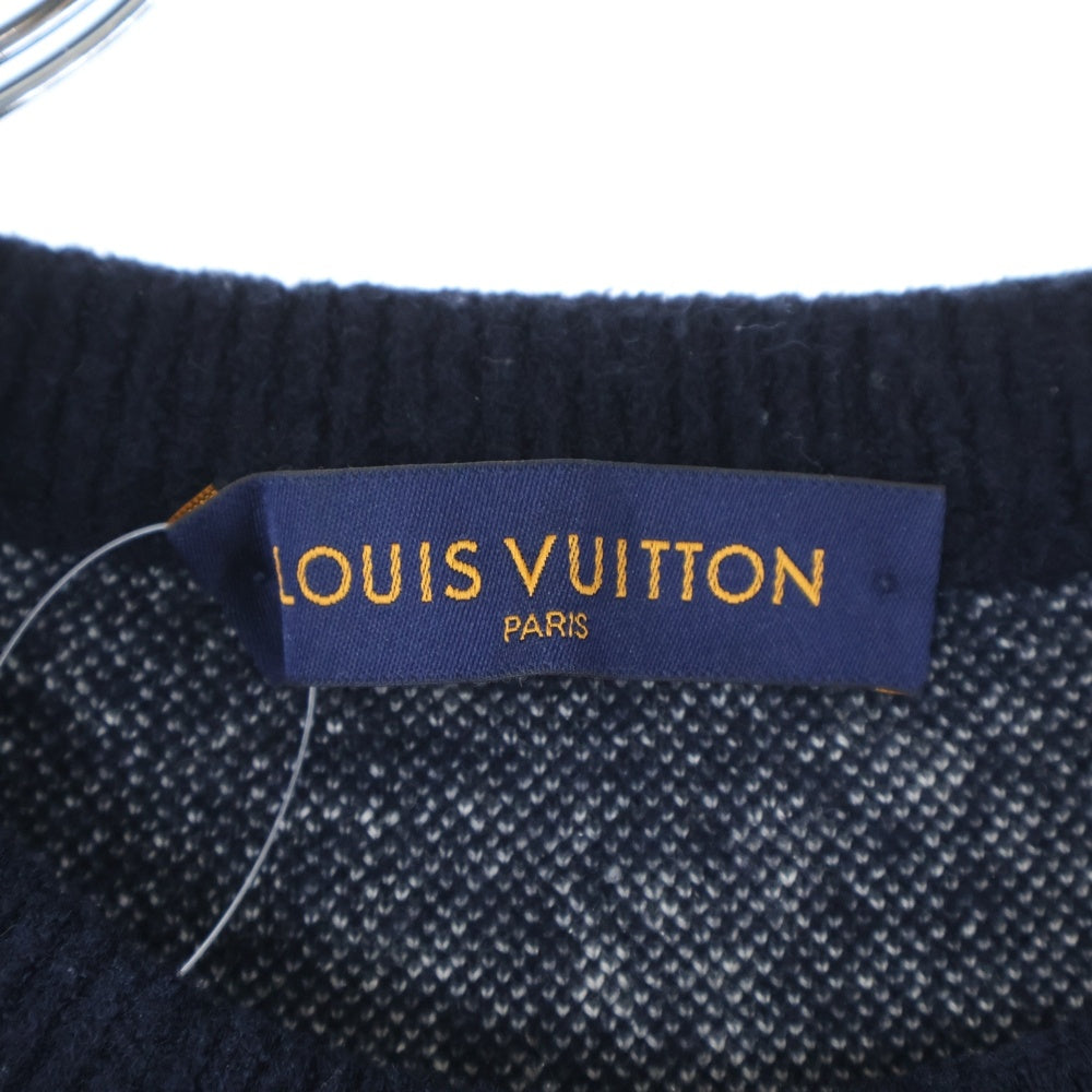 LOUIS VUITTON(ルイヴィトン) 21SS ディストレストモノグラムクルーネックニット セーター ブルー RM211M ZMB