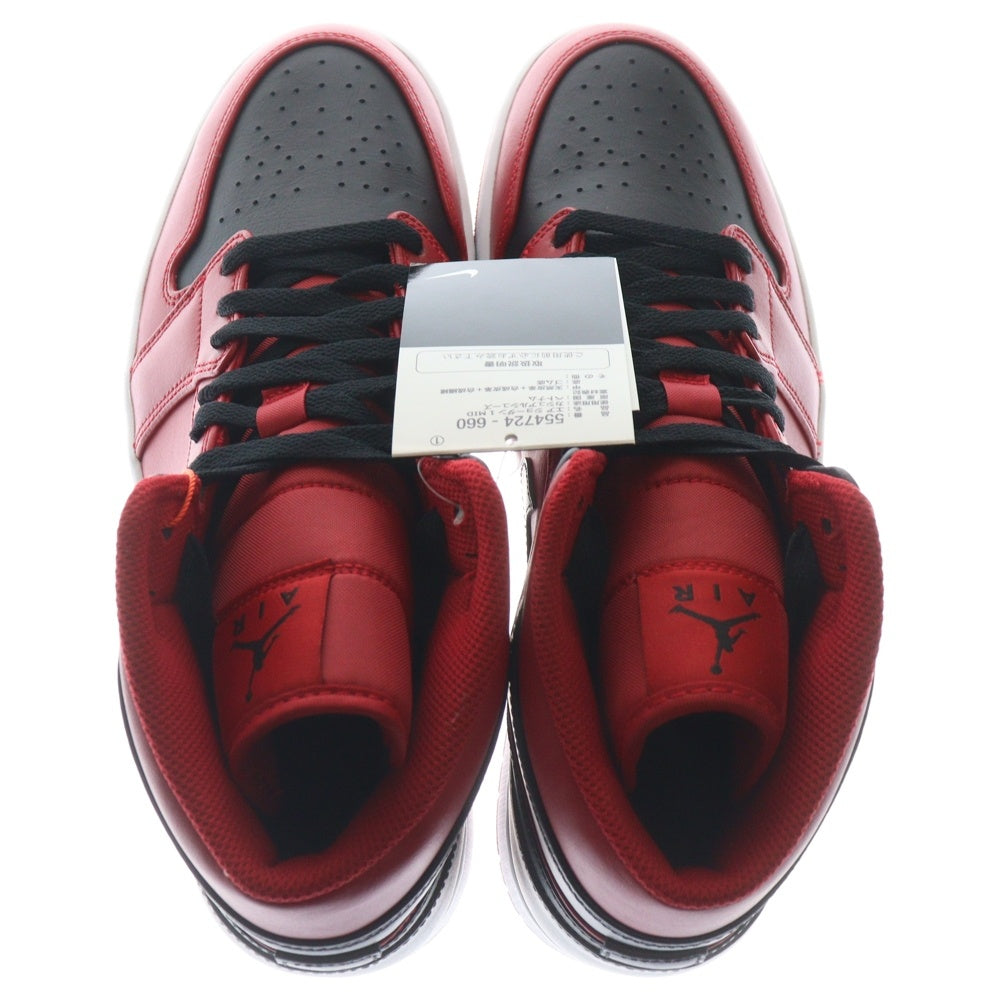 NIKE(ナイキ) AIR JORDAN 1 MID REVERSE BRED 554724-660 エアジョーダン1 リバース ブレッド ミッドカットスニーカー ブラック/レッド US10/28cm