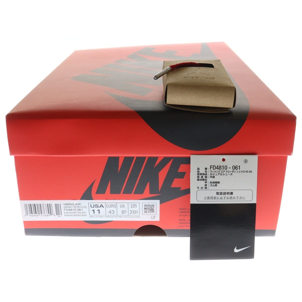 NIKE(ナイキ) WMNS AIR JORDAN1 RETRO HIGH OG FD4810-061 エアジョーダン1 サテンブレッド ハイカットスニーカー レッド/ブラック US11/28cm